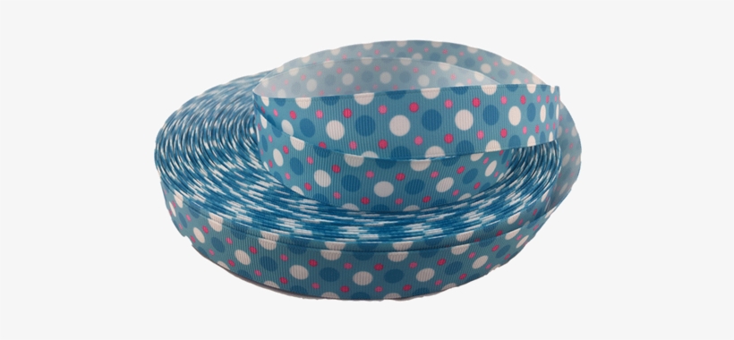 Blue And Pink Polka Dot Grosgrain Ribbons 7/8" - Polka Dot, transparent png