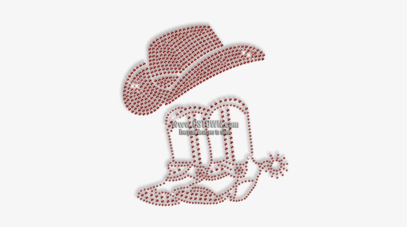 Sparkling Pure Red Cowboy Boots And Hat Rhinestone - Cowboy Boot, transparent png