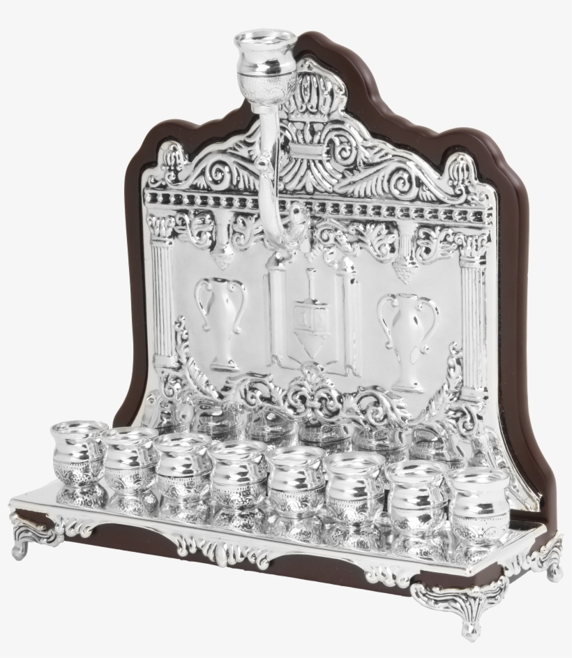 Wood & Silver Plated Wall Menorah For Oil - A&m Judaica 59009 Wood & Silver Plated Wall, transparent png