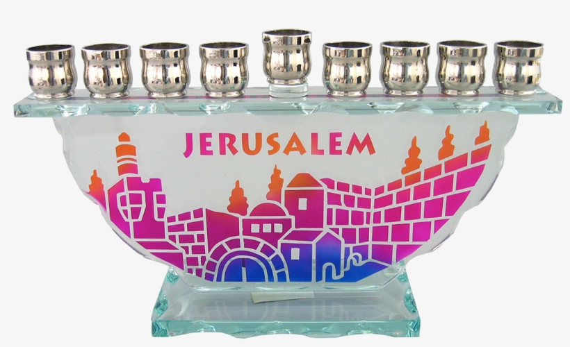 Free Download Menorah Clipart Menorah Judaism Hanukkah - Judaica Old City Of Jerusalem Scenery Glass Menorah, transparent png