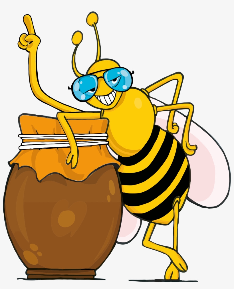 Big Image - Bee Honey Cartoon, transparent png