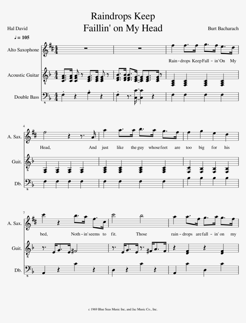 Raindrops Keep Faillin' On My Head Sheet Music Composed - Christmas Sanctus Lee Dengler Sab, transparent png