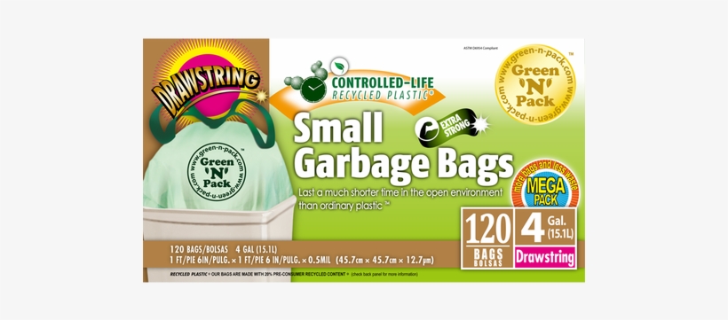 These Bags Come With Drawstring Closure That Make These - Green'n'pack 003210 180 Count 4-180 Small Garbage Bags,, transparent png