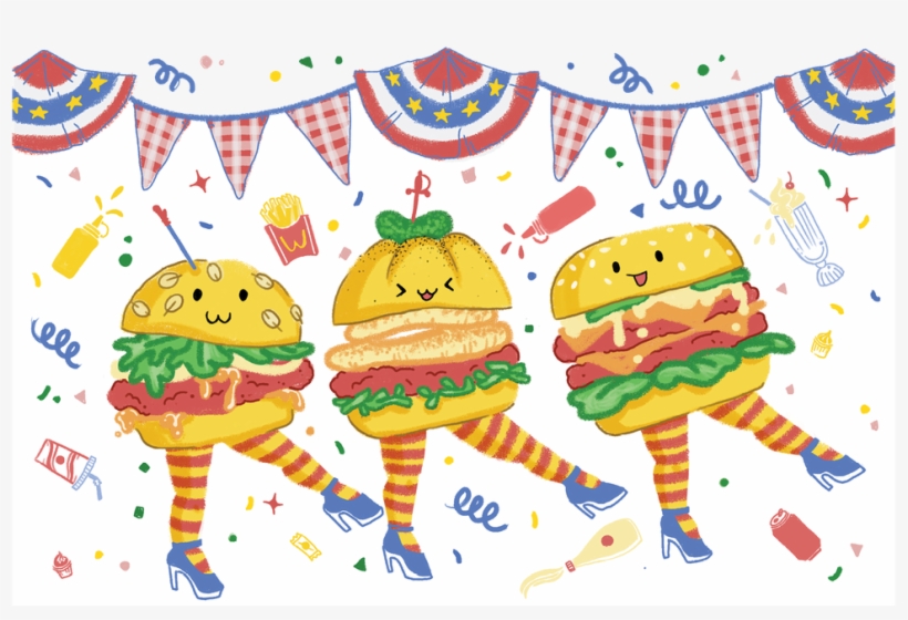 Burgers On Parade - Illustration, transparent png
