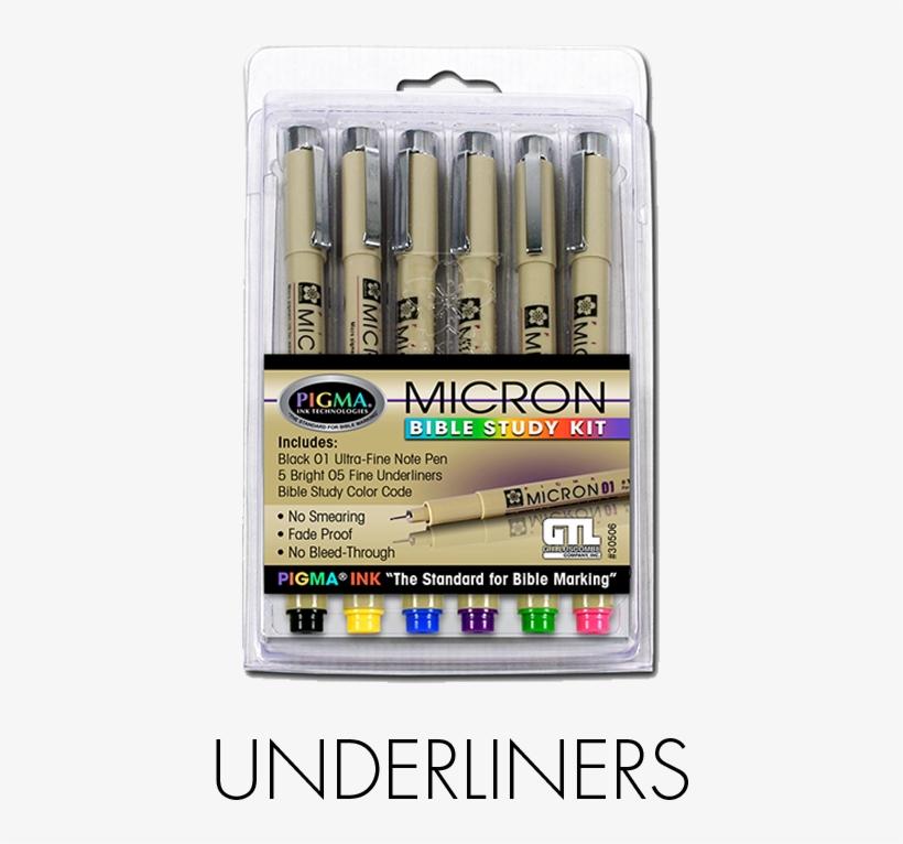 Underliners - G T Luscombe Pen Pigma Micron Bible Study Kit (ancrd37673),, transparent png