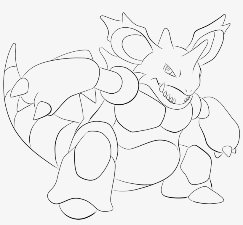 034 Nidoking Lineart By Lilly - Pokémon, transparent png