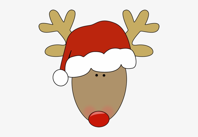 Reindeer Head With Santa Hat - Reindeer With Santa Hat, transparent png