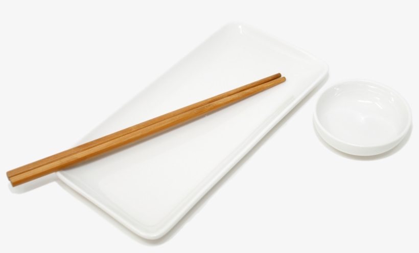 Sushi Plate, Soy Sauce Dish And Chopsticks - Sushi Plate, Soy Sauce Dish And Chopsticks - White, transparent png