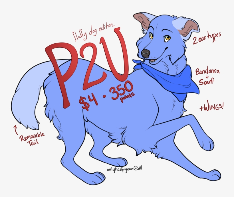 P2u] Fluffy Dog By Onlyhalfpigeon On Deviantart Picture - Dogs In Bandana Deviantart, transparent png