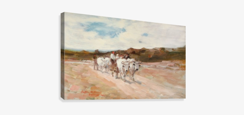 Ox Carts At Noon Canvas Print - Nicolae Grigorescu Paintings, transparent png