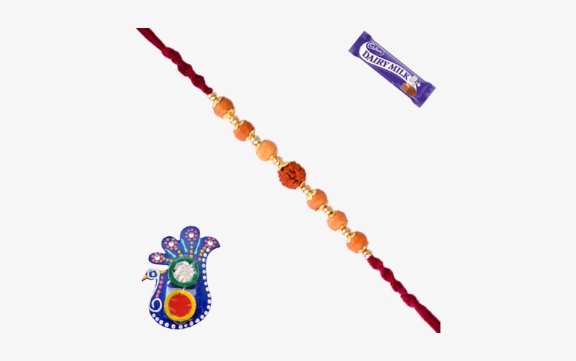 Simple Rakhi Of Rudraksh - White Pearl Lumba With Bell - Rakhi Gift Hampers, transparent png