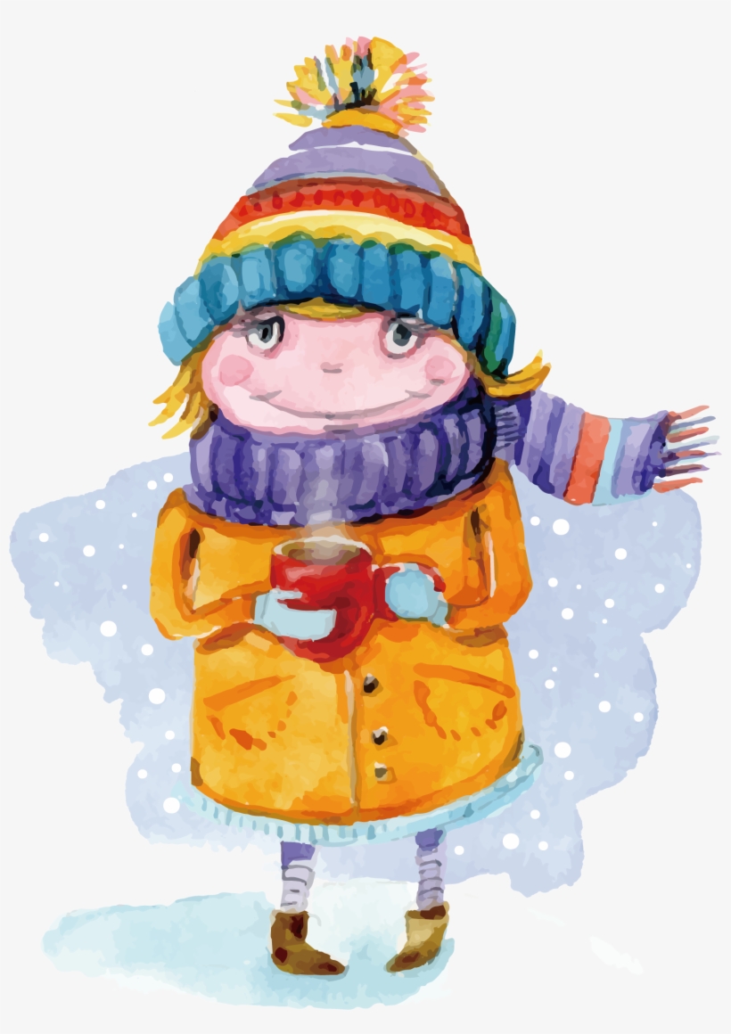 Painting Winter Child Hand - Child Winter Painting, transparent png