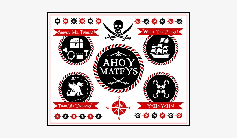 Red And White Striped Gift Tags With Pirate Theme - Free Pirate Printables, transparent png