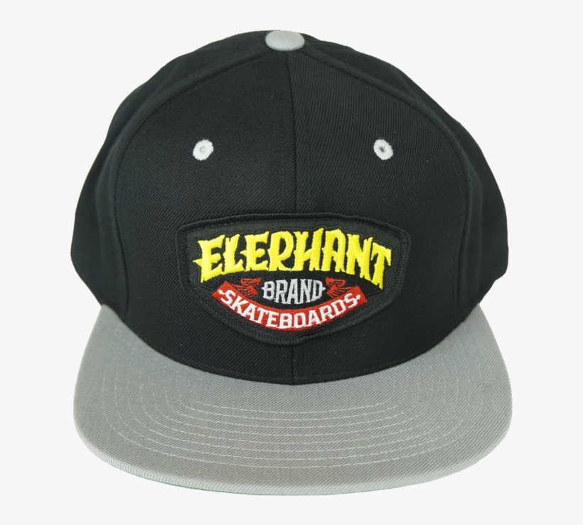 Elephant Patch Snap Back Hat Black / Grey - Elephant Brand Skateboards, transparent png