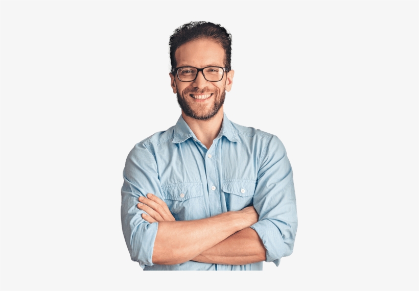 Homem De Óculos Sorrindo, Com Os Braços Cruzados - Homem Sorrindo Png, transparent png