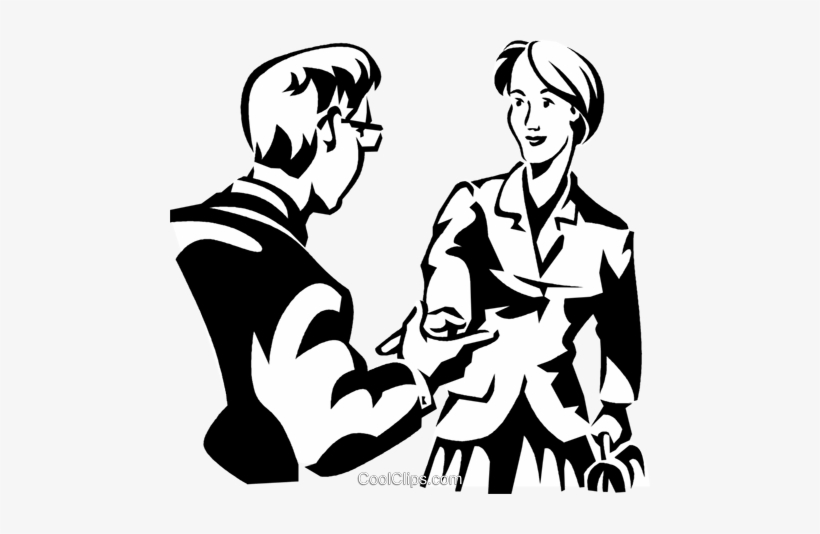 Two People Greeting Royalty Free Vector Clip Art Illustration - Clipart Greeting, transparent png