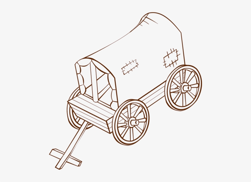 Wagon,covered,wild - Caravan Clipart Black And White, transparent png