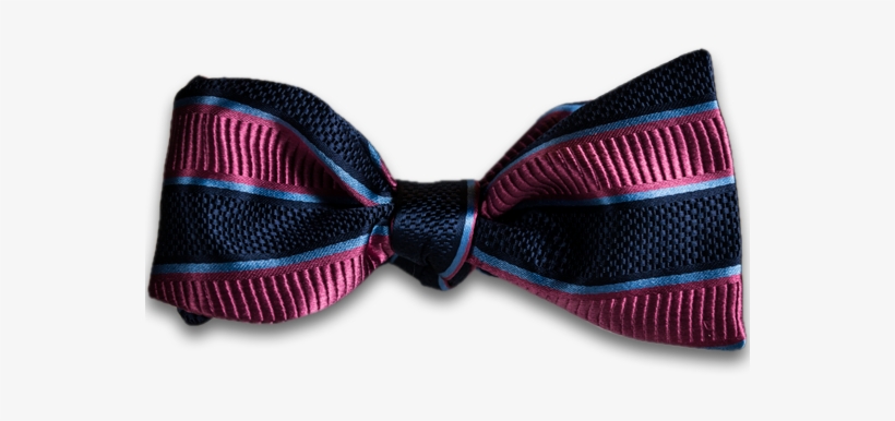 Navy Blue And Pink Striped Mogador Silk Self Tie Bow - Bow Tie, transparent png