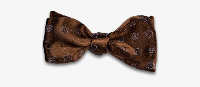 Copper Satin Silk Self Tie Bow Tie With White Floral - Necktie, transparent png