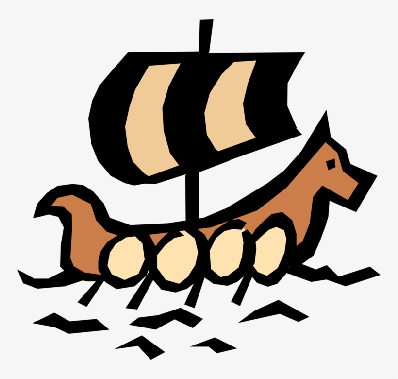 Vector Illustration Of Nordic Viking Ship With Dragon's - Viking Ship Clip Art, transparent png