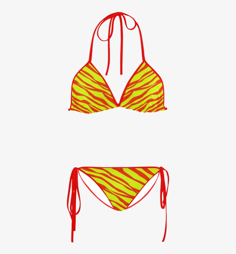 Cherry Red Sunshine Yellow Zebra Stripes Custom Bikini - Shar Pei Con Bikini, transparent png