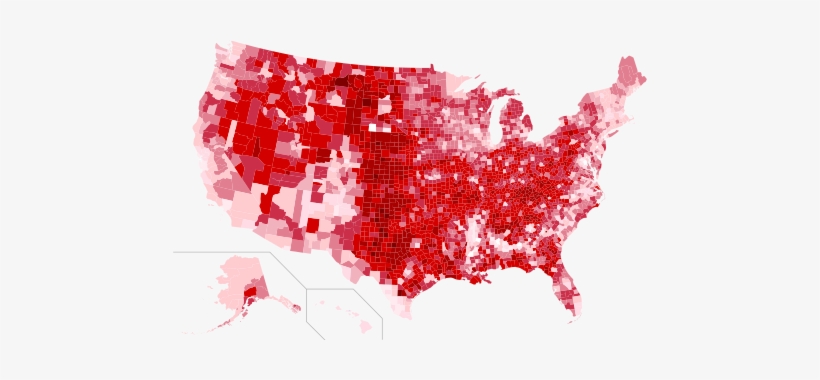 Results By County, Shaded According To Percentage Of - Trump Electoral Map By County 2016, transparent png