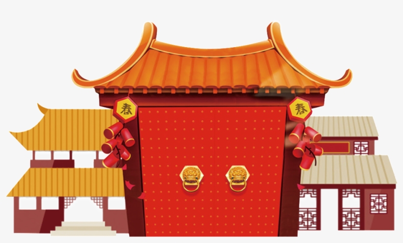 Rojo Clasico Puerta Png De Decoracion - Chinese New Year, transparent png
