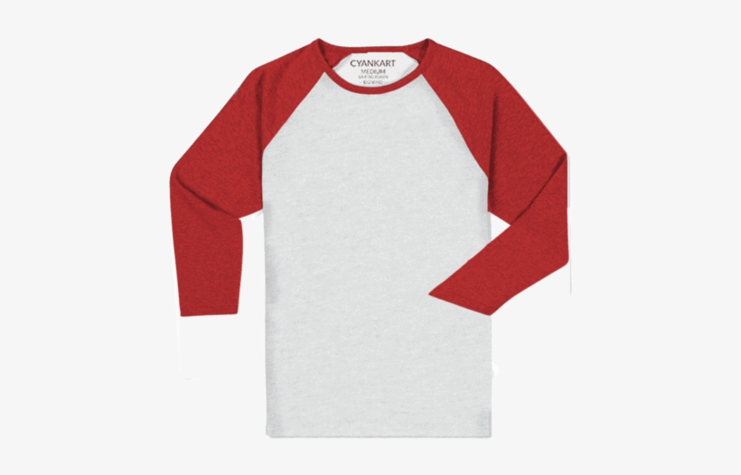 Raglan 3/4th Sleeve White And Red T-shirt - Red T Full Sleeve Shirt, transparent png