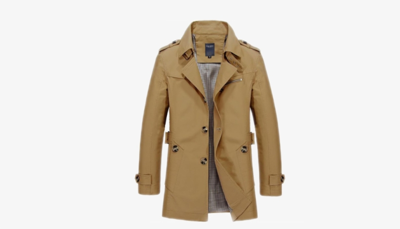 Trench Coat Png High Quality Image - Papijam Mens Vouge Cotton Long Belted Buttonup Outer, transparent png