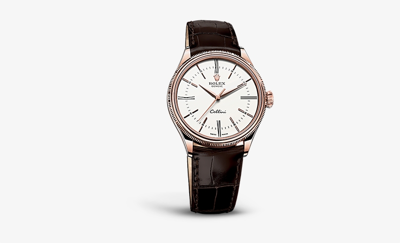 Everose Gold Rolex Cellini Time White Dial Replica, transparent png