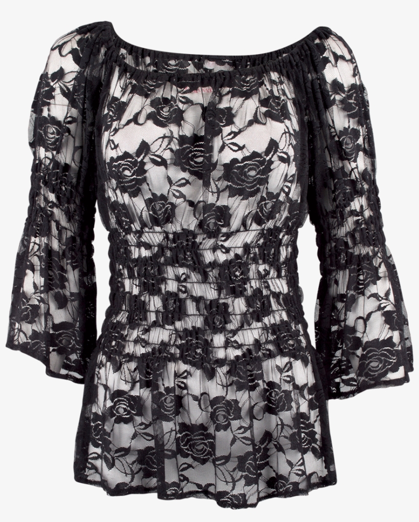 Marrika Nakk Lace Peasant Stretch Top - Lace, transparent png