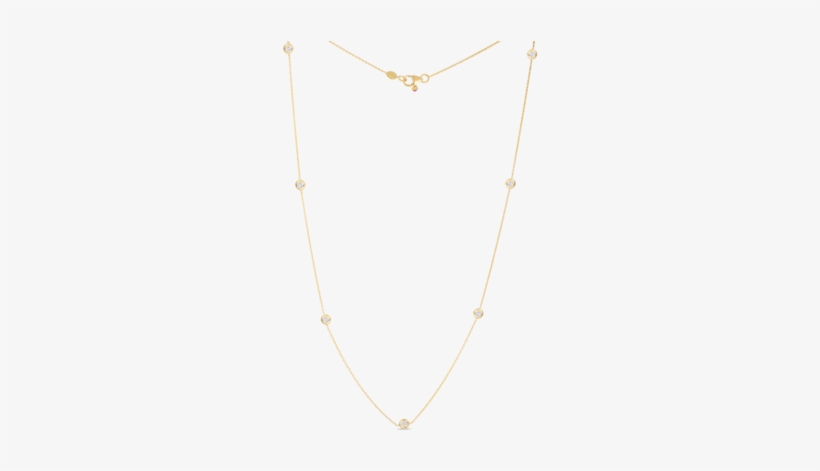 00 18k Yellow Gold Seven Diamond Station Necklace - Jewellery, transparent png