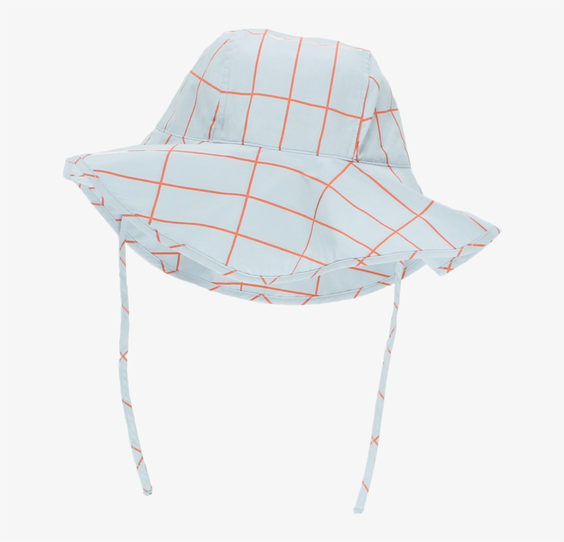 Tiny Cottons Grid Sun Hat - Cappello Griglia, Azzurro/arancio - Cotone Pima Taglia, transparent png