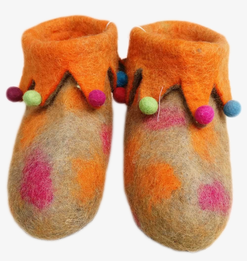 Orange Felt Shoe - Shoe, transparent png
