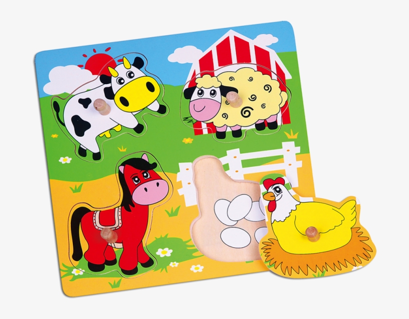 Flat Puzzle-farm Animals - Viga Wooden Farm Animals Chunky Peg Puzzle, transparent png