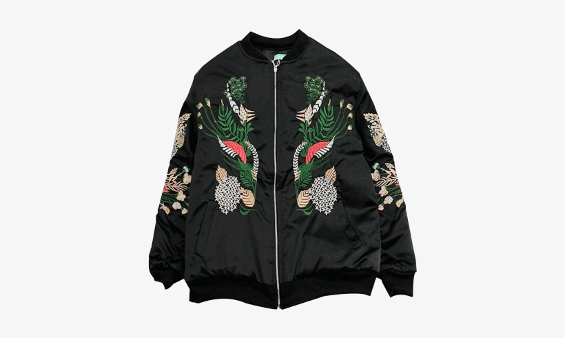 Itgirl Shop Chinese Plants Embroidery Black Silk Outwear - Jacket, transparent png