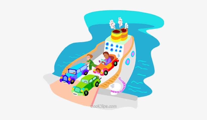 Ferry Boat With Cars Royalty Free Vector Clip Art Illustration - Clipart Ferry, transparent png