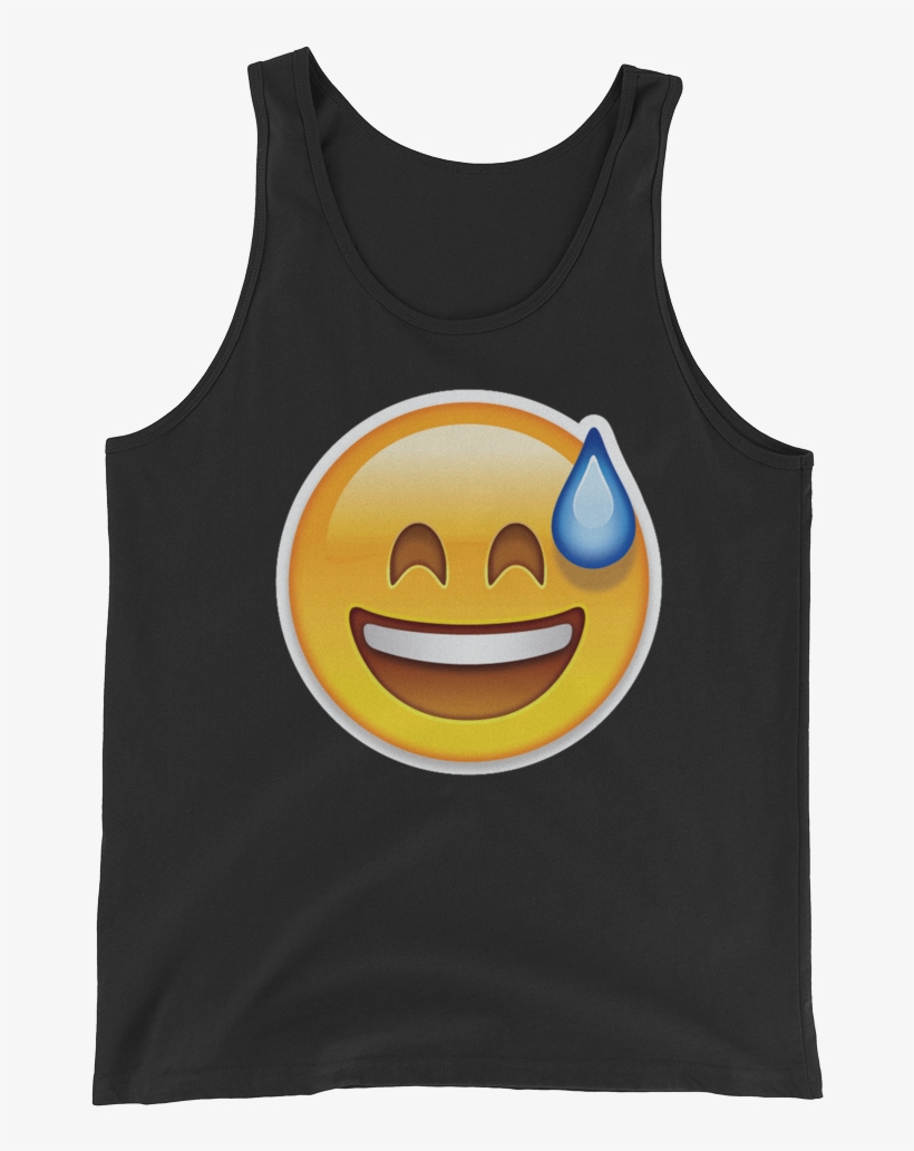 Men's Emoji Tank Top - Smiling Face With Open Mouth And Cold Sweat Emoticon, transparent png
