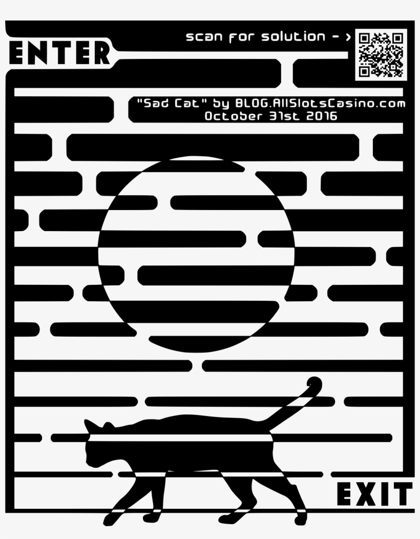 Sad Cat Maze Image Black And White Download - Moriyama, transparent png