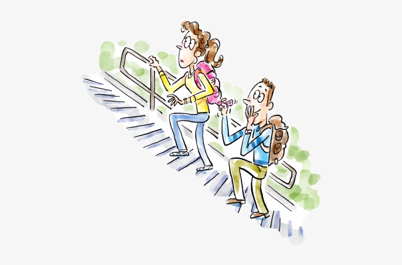 Guy And Girl Climbing The Stairs While The Guy Is Pulling - Up&up, transparent png