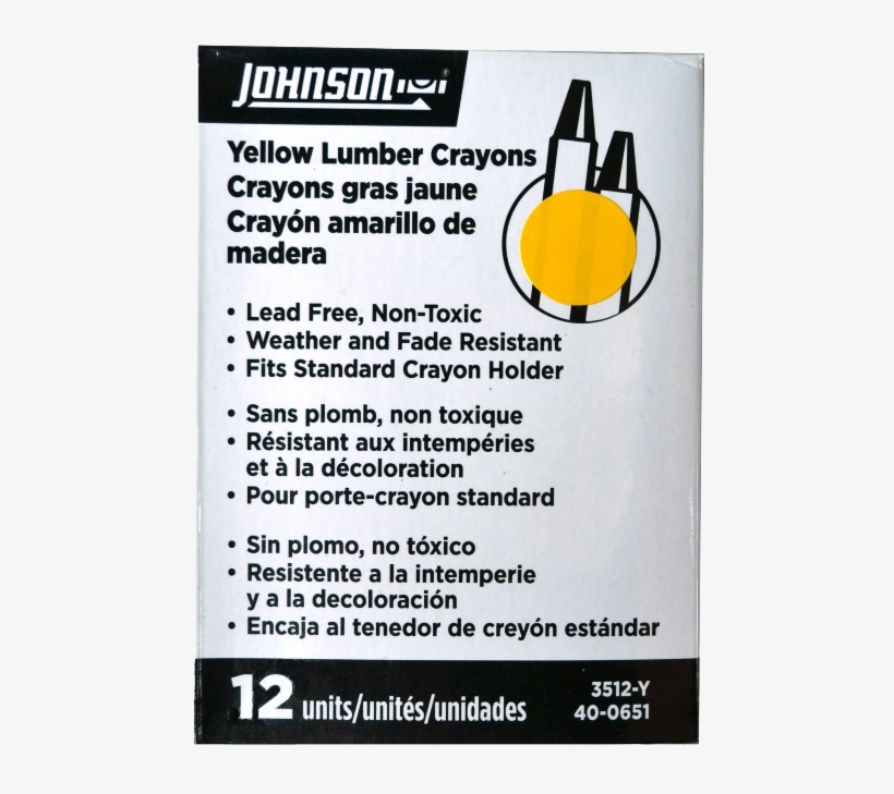 3512-y - Johnson Level 3512-y Yellow Lumber Crayon - 12 - Box, transparent png