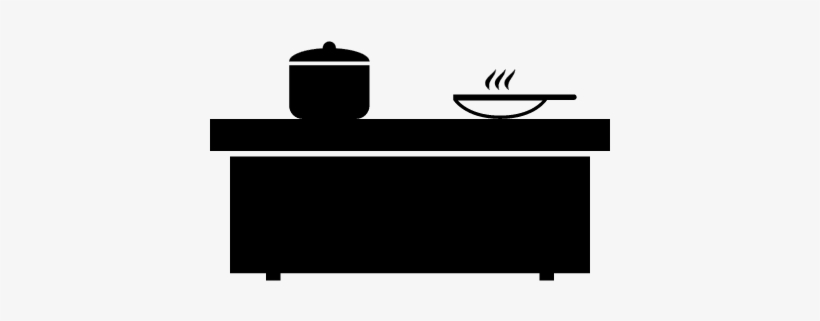 Kitchen Table With Cooking Pots Vector - Cocina En Png, transparent png
