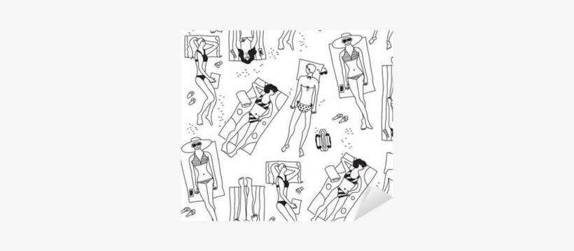 Group Women Beach Sun Summer Rest Black White Seamless - Beach, transparent png