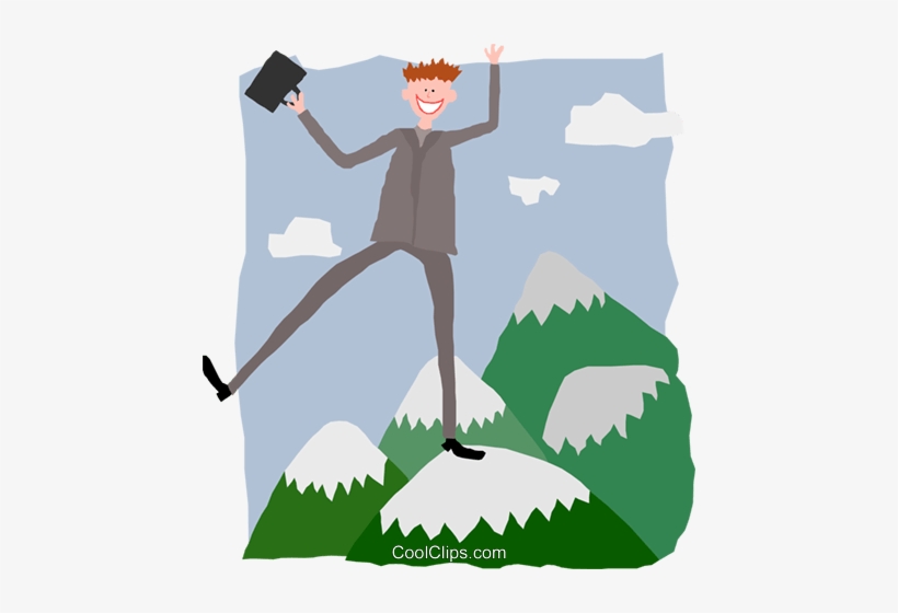 Business Man On Mountain Peak Royalty Free Vector Clip - Old Man Of The Mountain, transparent png