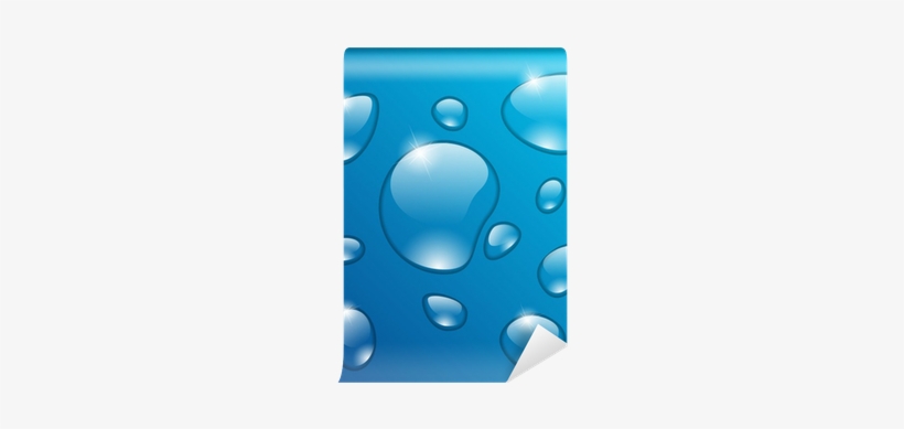 Transparent Water Drops On Blue Background Wall Mural - Wallpaper, transparent png