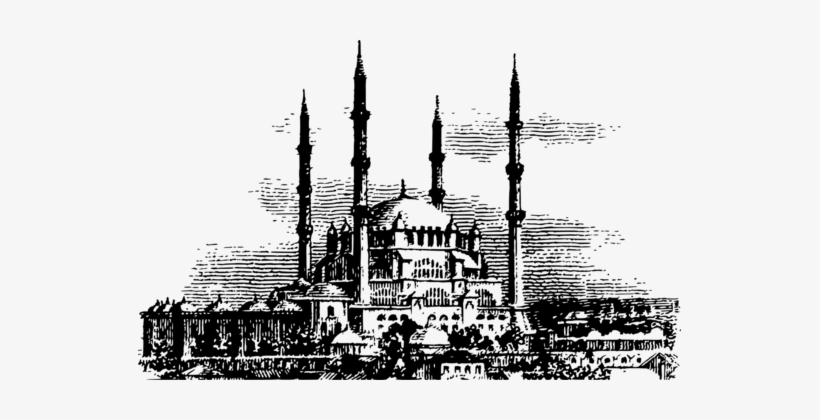 Selimiye Mosque Islam Kaaba Hajj - Mosque Black And White Png, transparent png