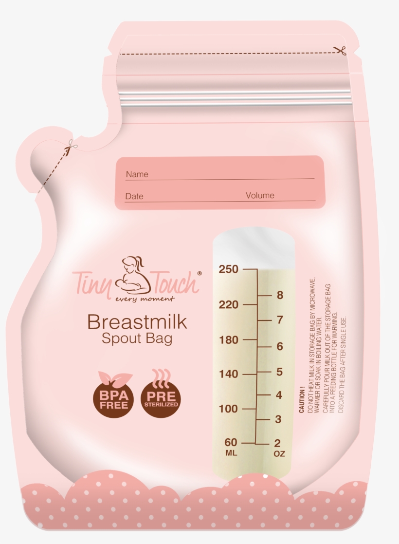 Tiny Touch Accessories Breast Milk Bag With Spout 250ml/8oz - Label, transparent png