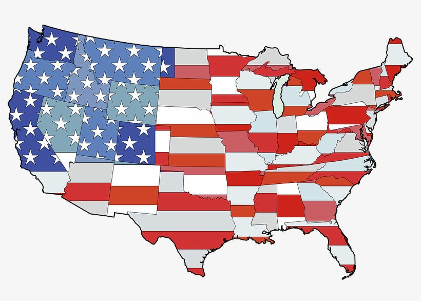 Patriotic Flag Clipart Natural Born Citizen - United States Of America Map Flag, transparent png
