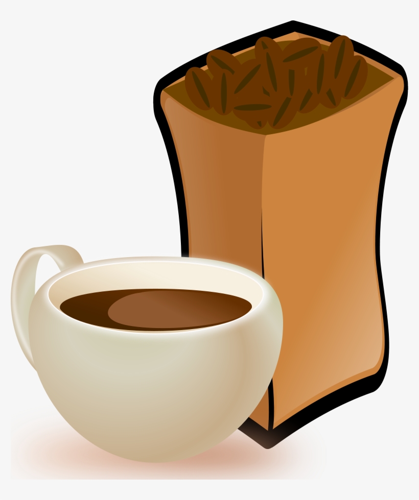 How To Set Use Cup Of Coffee With Sack Of Coffee Beans - Coffee Beans Clip Art, transparent png