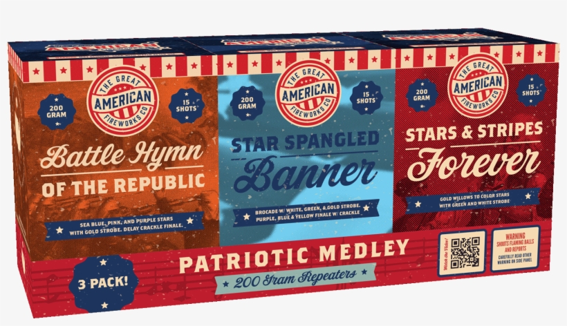 Patriotic Medley, A 200 Gram Repeater 3 Set - Carton, transparent png
